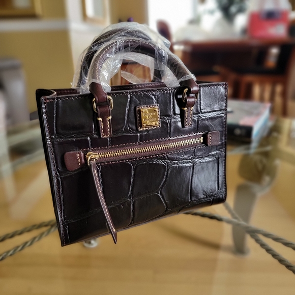 Dooney & Bourke NWT Denison Croco Mini Janine in Espresso Brown - Picture 15 of 16